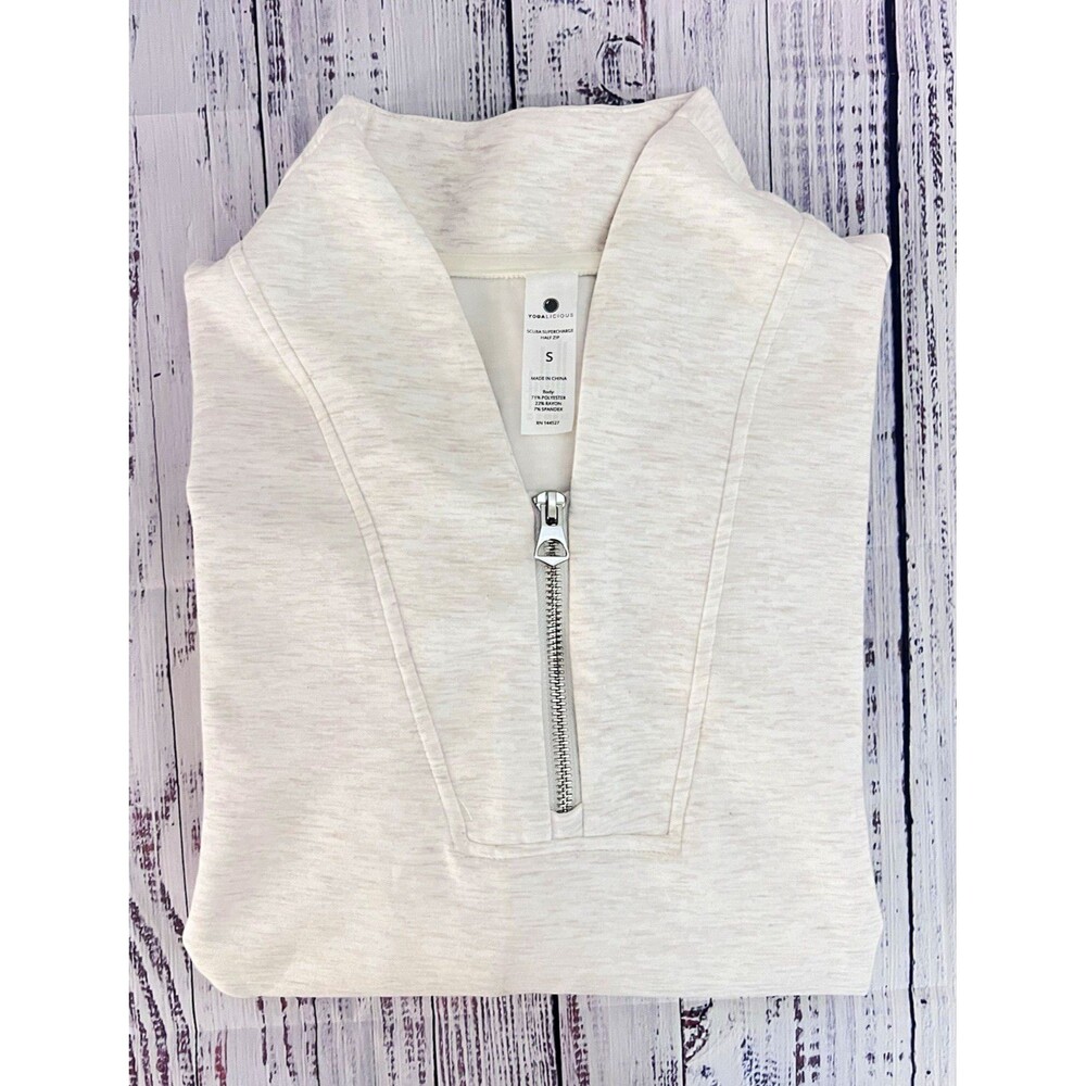 Yogalicious Scuba Supercharge Half-Zip Pullover Sweatshirt Oatmeal Heather Small
